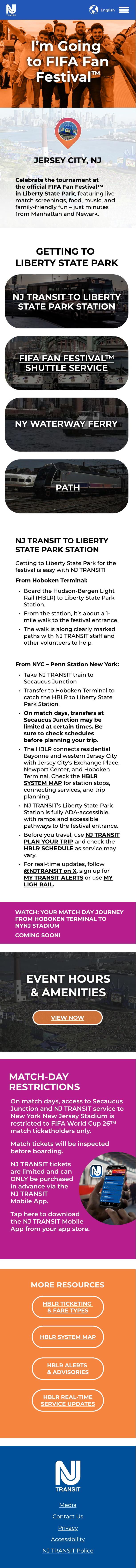 NJ TRANSIT World Cup mobile screen