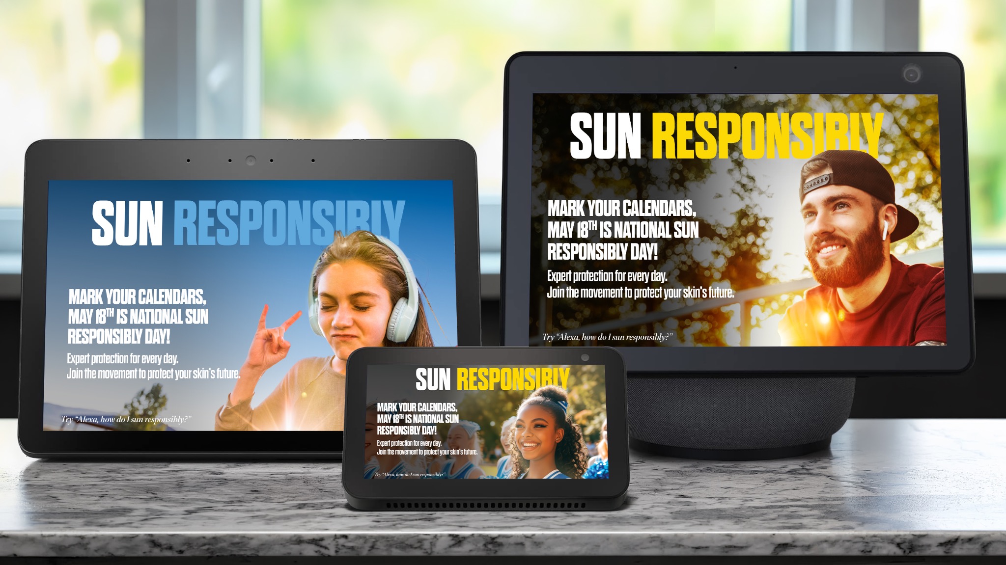 Sun Responsibly campaign displayed on Echo devices